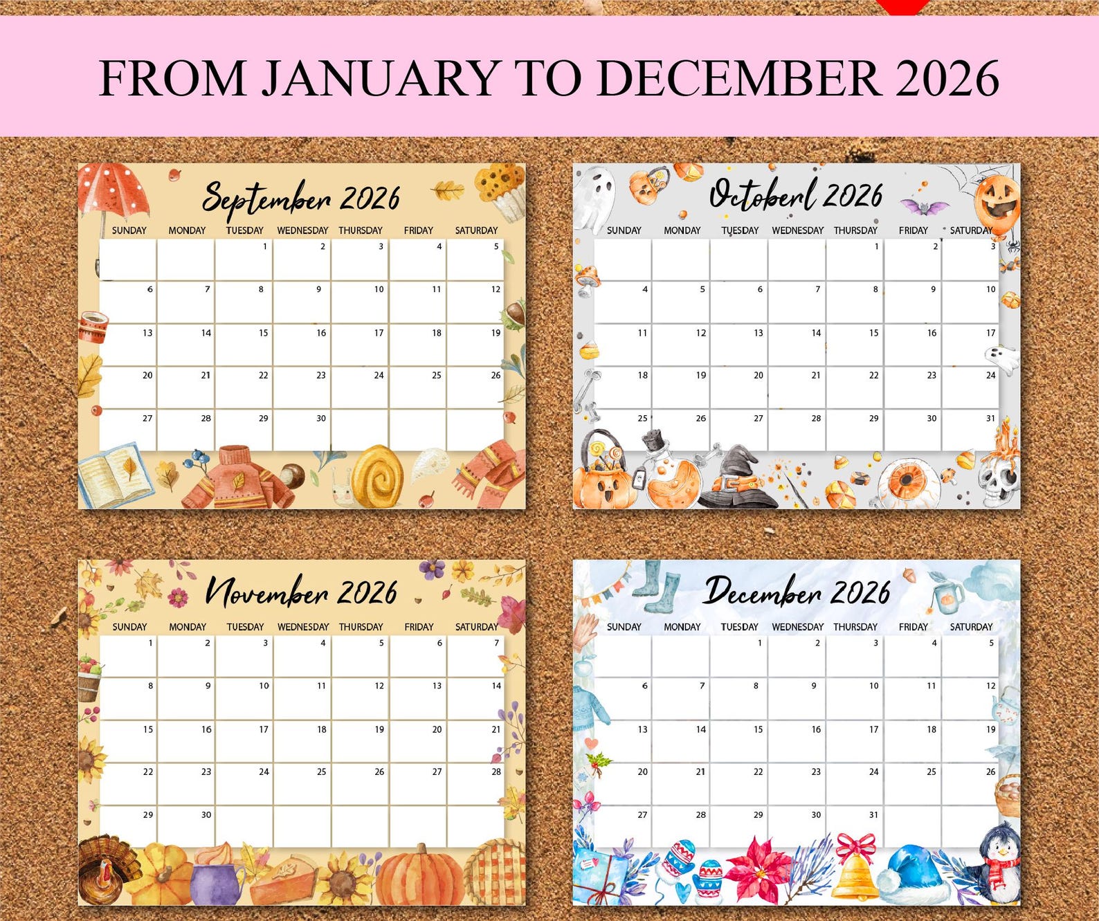 2026 Kids Calendar Printable | Monthly Planner (editable PDF Download ...
