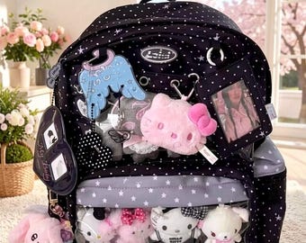 Mochila Ita Kawaii con bolsillo transparente: bonita mochila escolar estilo anime para niñas y mujeres, mochila Itabag con pantalla.
