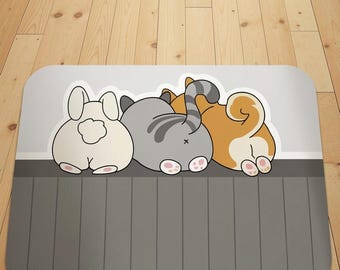 Alfombrilla de baño con estampado de dibujos animados de diatomita: alfombra de suelo súper absorbente de secado rápido para baño, aseo y dormitorio.