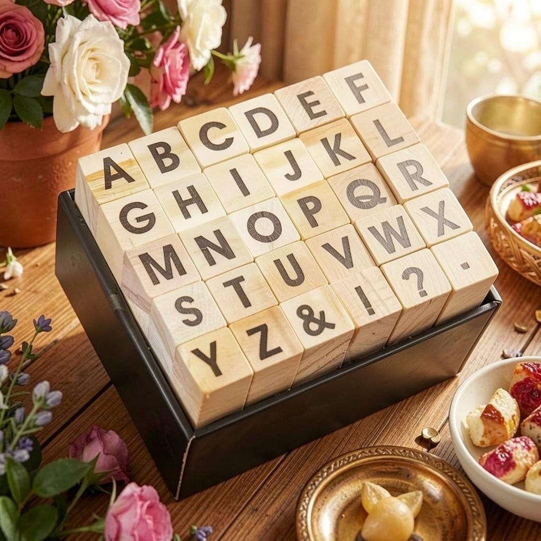 Target Stamps 30-piece Vintage Wooden Alphabet Stamp Set – Classic Rubber Letter ...