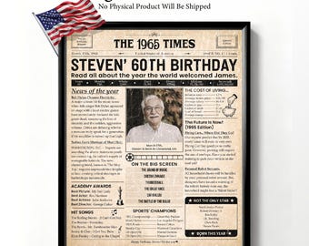 Póster imprimible de periódico para 70.º cumpleaños, noticias destacadas de 1956, decoración retro de cumpleaños, descarga digital personalizada
