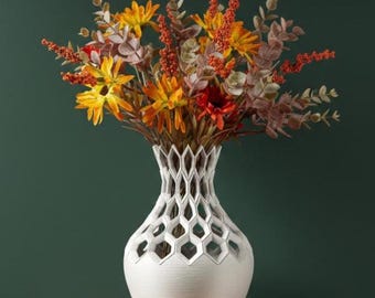 Vase à fleurs pour fleurs séchées Hexa | 5 po 6 po 7 po 8 po. de hauteur | Respectueux de l'environnement | Fleurs déshydratées | Vase unique