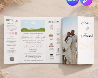 Bearbeitbare Hochzeitseinladungsvorlage, Canva Hochzeit einladen mit Foto, gefaltete Hochzeitseinladung Design