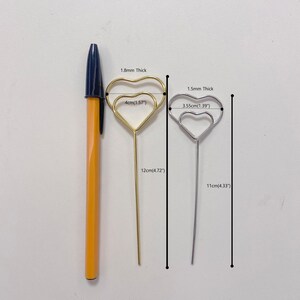 10Pcs Heart Shaped Wire table number holder, Wire Memo Holder Clips, Sign Holder, Escort Card Display, Namecard Holder, Picks 2 colors 2size image 2