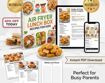 Air Fryer Lunch Box Recipes for Kids Ebook | Healthy School Lunch Ideas | Bento Box Recipes | Easy Kids Meals | Air Fryer Cookbook PDF