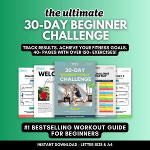 30-Day Beginner Fitness Challenge • Daily 60-Min Workout Plan • Dumbbell & Bodyweight Exercise Program • Printable Fitness Planner PDF