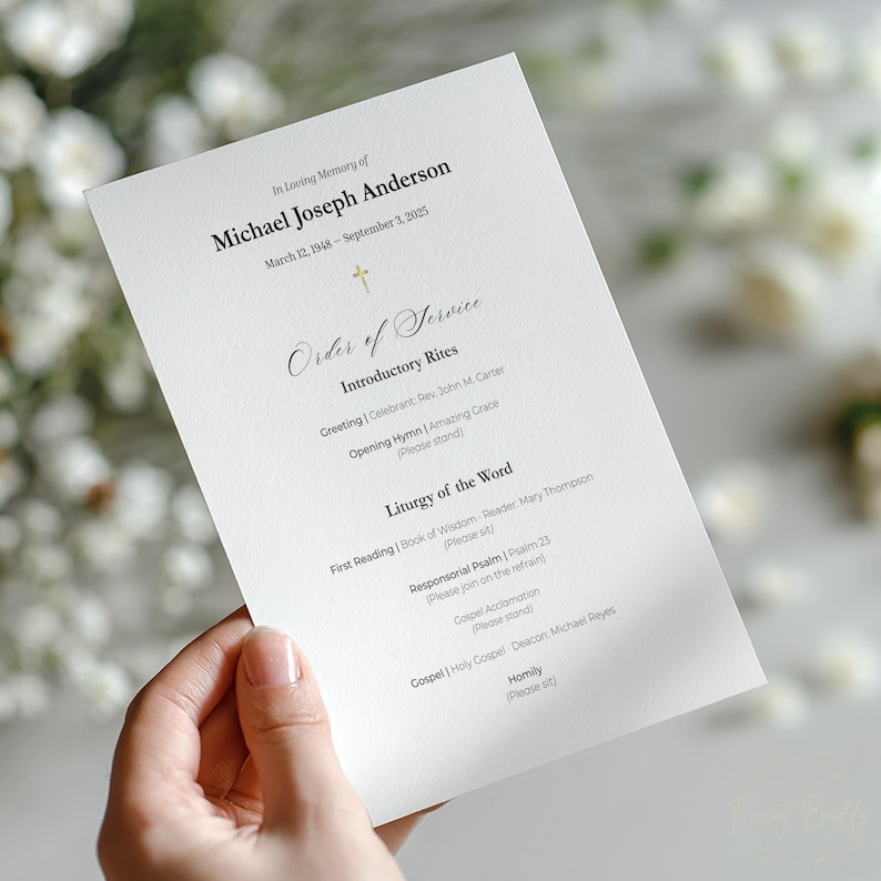 Catholic Funeral Program Template 2 Page Order of Service Editable in ...
