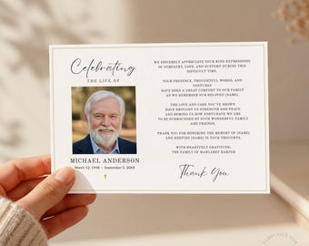 Gold Funeral Thank You Card Template Editable Canva Memorial Thank You Cards With Photo Printable Sympathy Acknowledgement Card