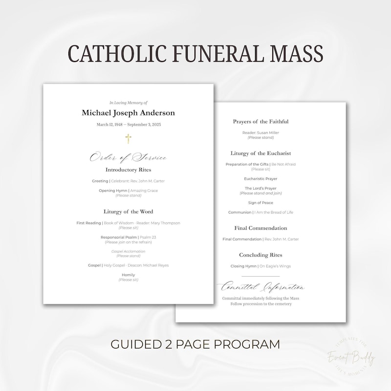Download Page Example 2 Page Memorial Template - Etsy