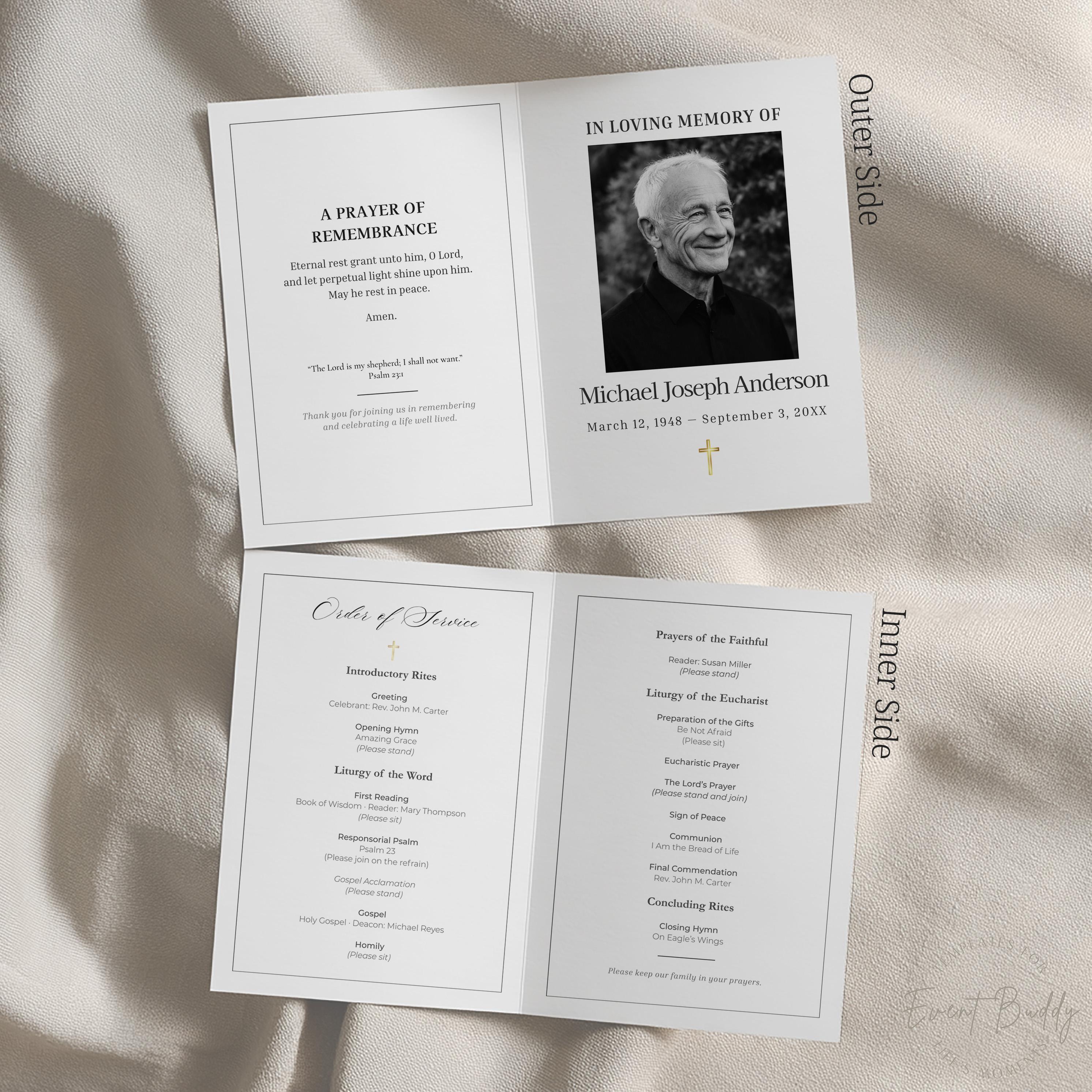 Catholic Funeral Program Template Full Script 4 Page Editable in Canva ...
