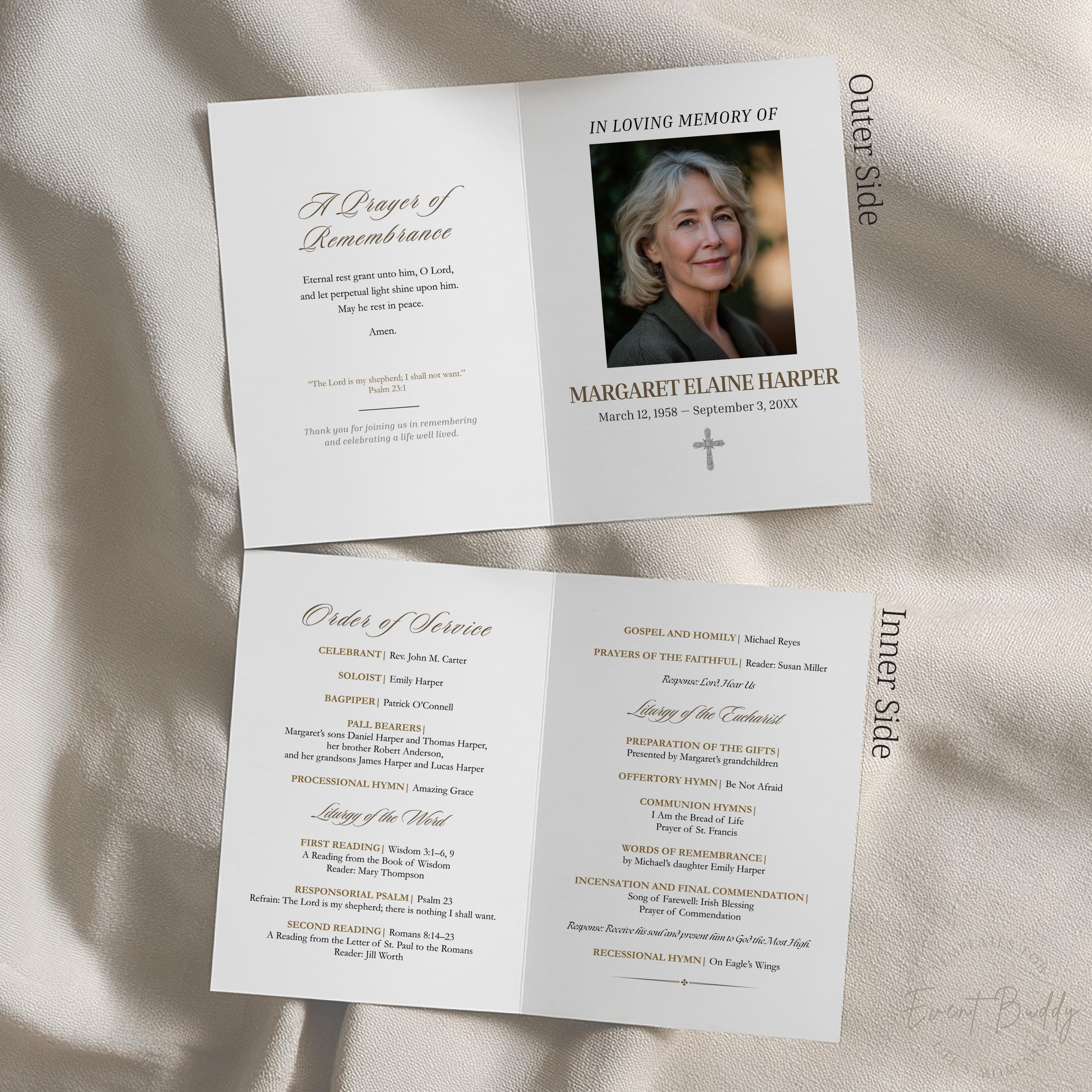 Traditional Catholic Funeral Program Mass Template 4 Page Booklet ...