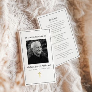 Editable Funeral Prayer Card Template Printable Memorial Prayer Cards Canva Instant Download Catholic Funeral Prayer Card With Photo