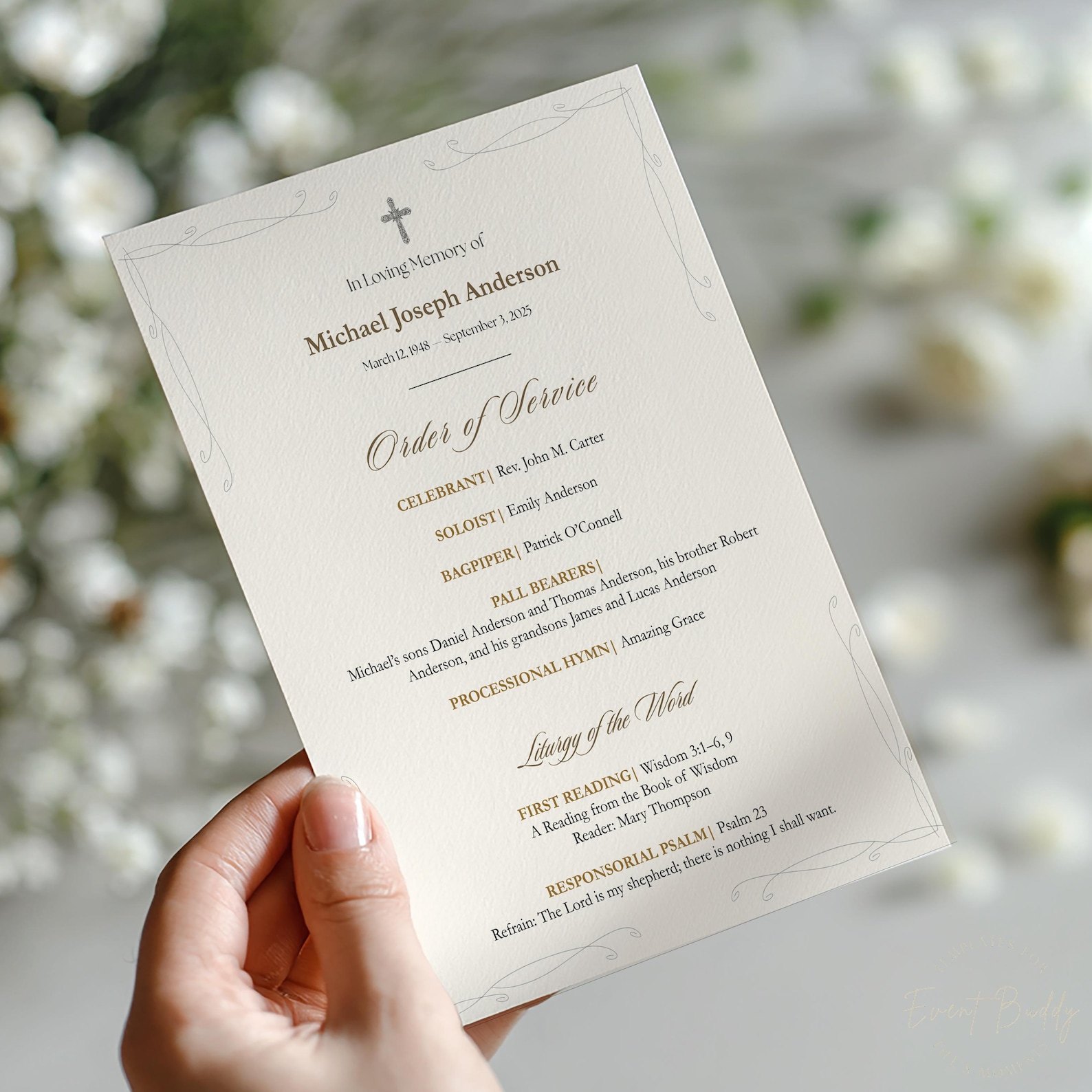 Mass Program Example Catholic Funeral Mass Program 2 Page Template Editable in Canva ...