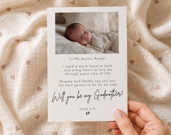 Will You Be My Godmother Proposal Card Editable Template Printable Photo Godparent Proposal Card Baptism Proposal Instant Download