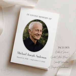 Programmasjabloon katholieke uitvaartdienst Vier pagina's dubbelgevouwen lay-out Orde van betekening bewerkbaar in canvas