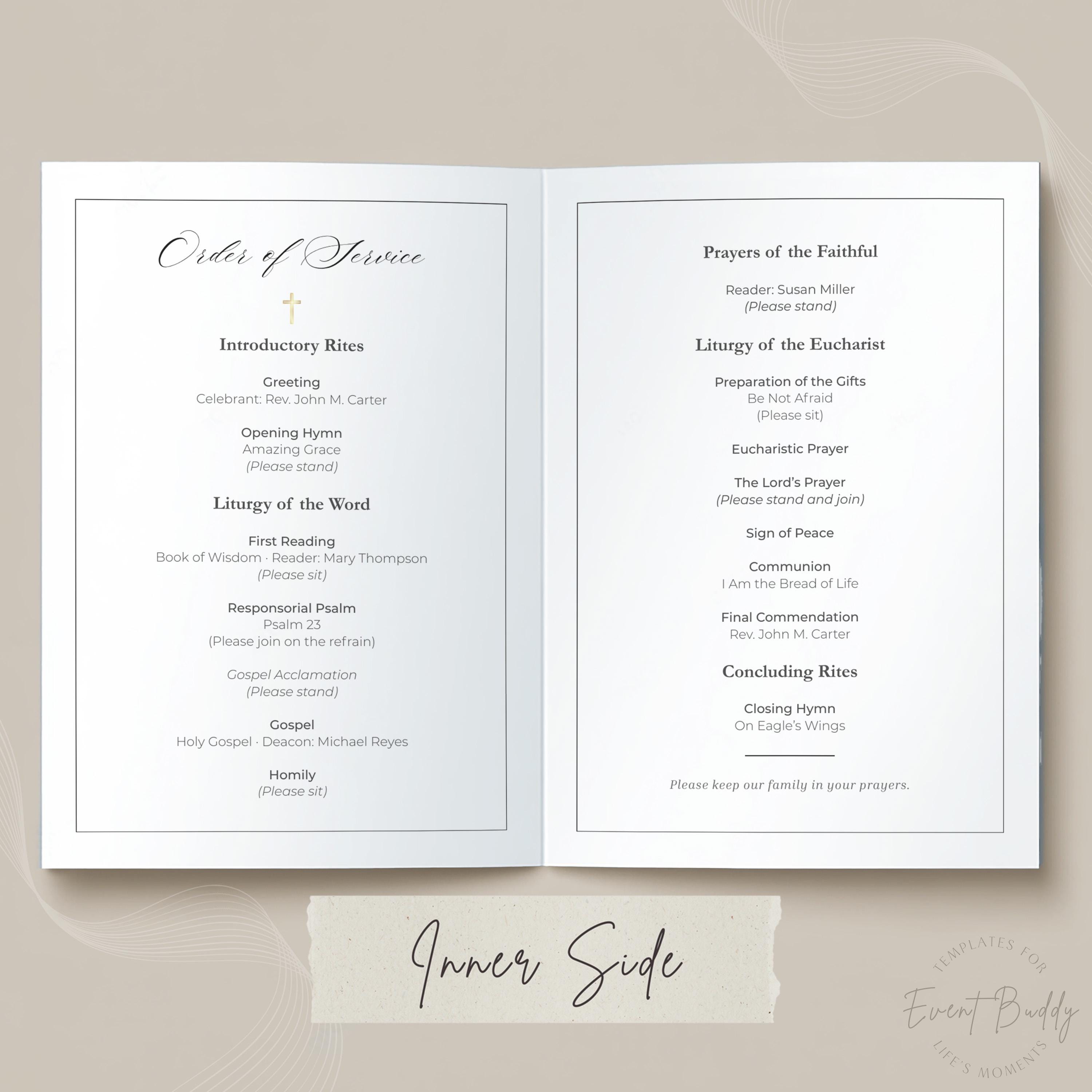 Catholic Funeral Program Template Full Script 4 Page Editable in Canva ...