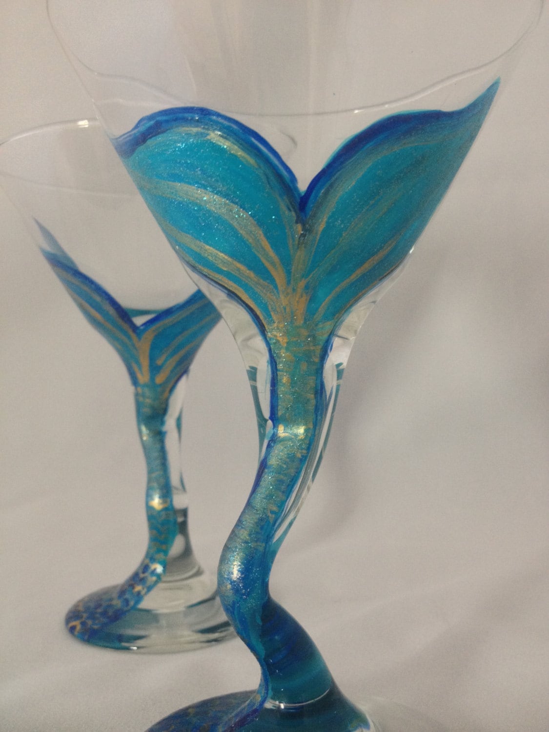 Mermaid Tail Martini Glasses Set of 2 glasses Etsy