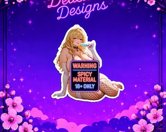 Sexy Anime Woman - Candy - Sticker, Waifu Decal, Mature Sticker, Cute Anime Decal, Car Laptop Sticker, Collectible,