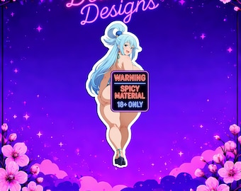 Sexy Anime Woman - Aqua - Sticker, Waifu Decal, Mature Sticker, Cute Anime Decal, Car Laptop Sticker, Collectible,