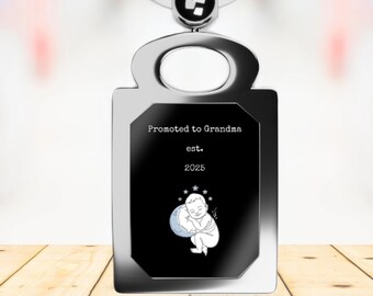 Promoted to Grandma 2025 Rectangle Photo Keyring | New Grandparent Keepsake