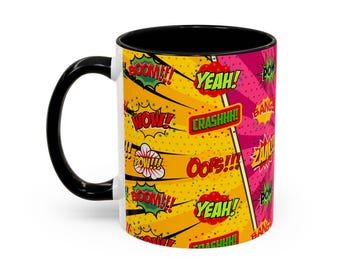 Comic Book Action Words Mug | Accent Coffee Mug 11oz 15oz