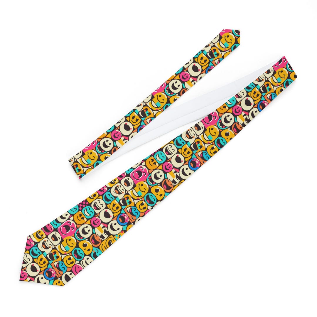 Colorful Smiley Faces Necktie | Emoji Necktie | Pop Art Pattern - Etsy