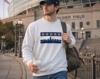 Chicago Skyline with Stars Sweatshirt | City Flag Inspired Crewneck