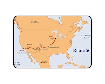 Route 66 Map Desk Mat | Vintage USA Road Trip Map | 100th Anniversary Edition