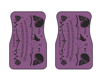 Alfombrillas para coche con diseño de tablero Ouija, alfombrillas delanteras / Calavera gótica rosa paranormal