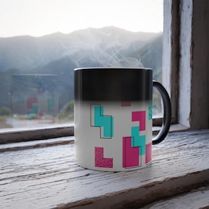 Retro 80s Geometric Pattern Mug | Magic Heat Changing 11oz Ceramic Cup