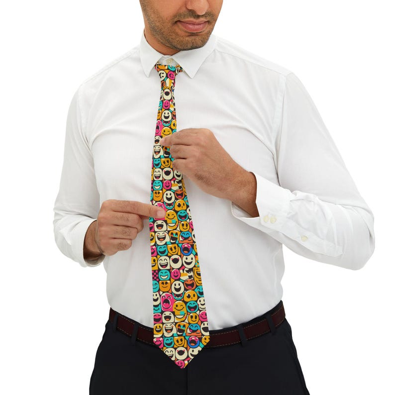 Colorful Smiley Faces Necktie | Emoji Necktie | Pop Art Pattern - Etsy