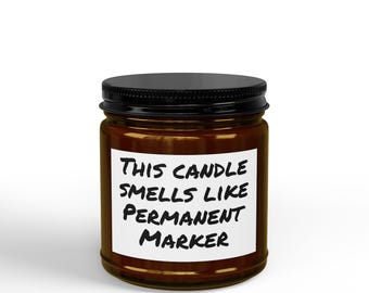 油性マーカーの香りのソイワックスキャンドル｜手注ぎ、天然芯、琥珀色／黒色の蓋