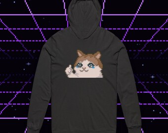 Cry Cat Meme Hoodie | Pixel Design, Funny Meme Hoodie, Cute Gamer Sweatshirt