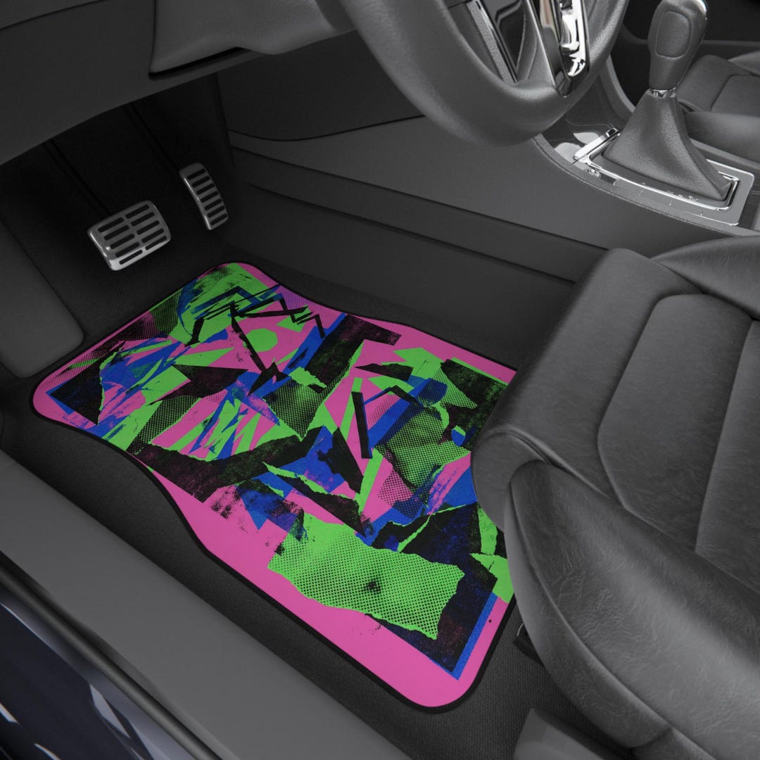 90's Neon Abstract Collage Car Floor Mats | Retro Arcade Style Pattern ...