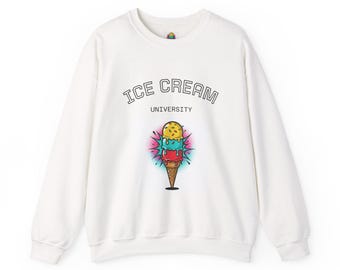 Ice Cream Universitäts-Grafik-Sweatshirt mit Rundhalsausschnitt | bunte retro Zapfen Design