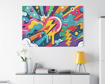 カラフルな稲妻ポップアートマットキャンバス