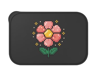 Pixel Flower PLA Bento Box with Band and Utensils | Eco Lunch Container