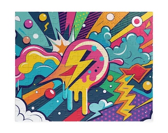 レトロな稲妻ポップアートパズル｜鮮やかなネオンカラーのコミック風ジグソーパズル（110～1014ピース）