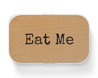Eat Me Bento Lunch Box | Wood Lid, Typographic Lunchbox