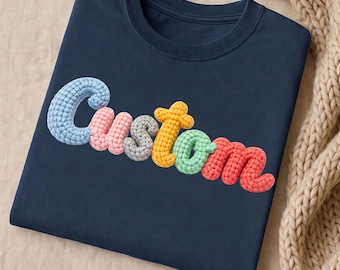 Custom Word PNG • Faux Yarn Crochet Text • Personalized Name Design • Puffy Knitted Letters for Sublimation, Cricut & Silhouette