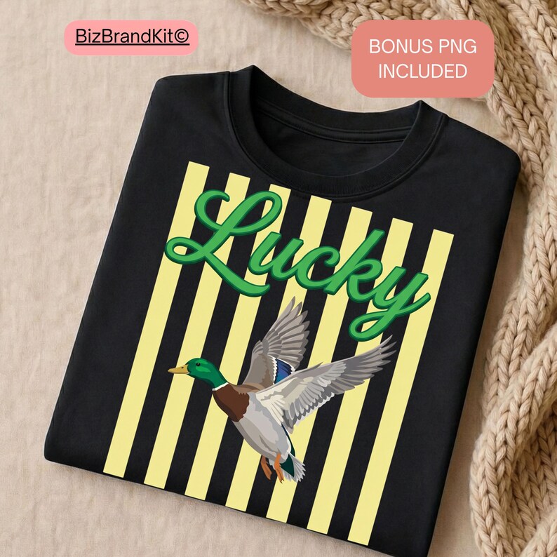 Striped Neon Lucky Duck PNG, Summer Bay Coastal Sublimation Design, Retro Flying Mallard Duck, Girly Trendy Kid Shirt Graphic Boutique