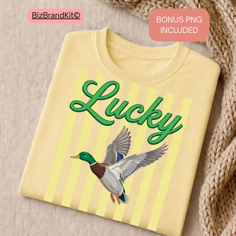 Striped Neon Lucky Duck PNG, Summer Bay Coastal Sublimation Design, Retro Flying Mallard Duck, Girly Trendy Kid Shirt Graphic Boutique