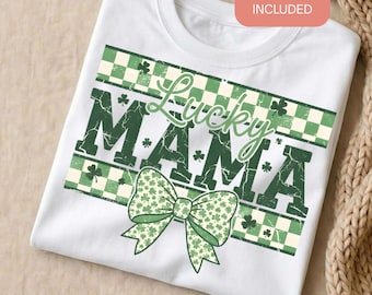 Retro St Patricks Day PNG Checkered Lucky Sublimation Design St Pattys Shirt Shamrock Coquette Clover Printable Download