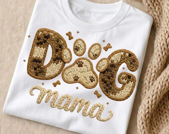 Dog Mama PNG Latch Hook Yarn Crochet Design, Faux Yarn Dog Mom Sublimation, Digital Download, Dog Lover Clipart, Craft PNG File