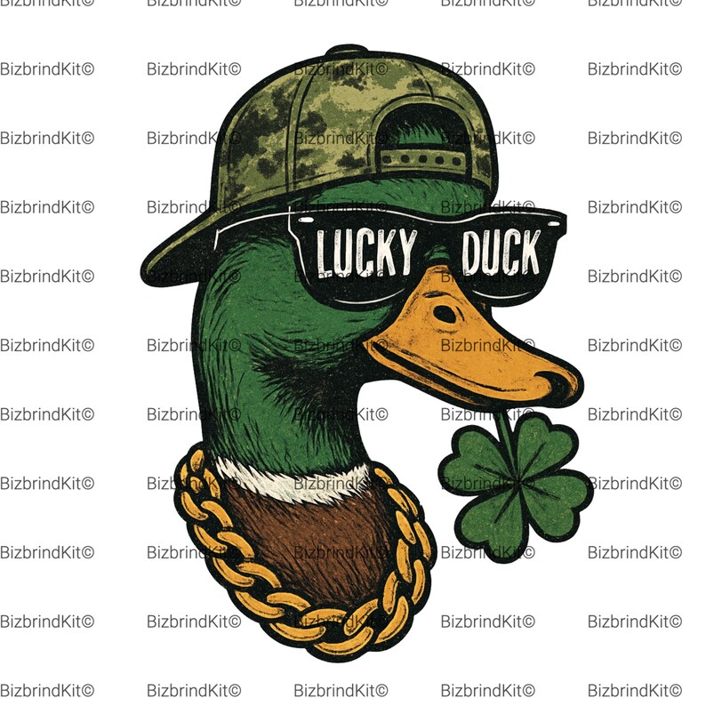 Lucky Duck PNG | St Patrick Duck Hunting Design | Boys Shamrock Clover Sublimation | Cricut Silhouette | Bonus PNG Included