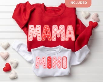 Mama Mini Valentines PNG (x3) – Mommy & Me Matching Set, BONUS PNG inclus, Coquette Bow Valentine Sublimation, 300 DPi