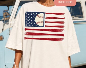 American Flag Baseball PNG, Patriotic Sublimation Design, 4th of July Baseball Mom Shirt File, Baseball Bats Flag Digital Download