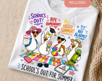 School's Out Goose PNG Funny Teacher Design Last Day of School Silly Goose Sublimation End of School Year Graphic Teacher Summer Break