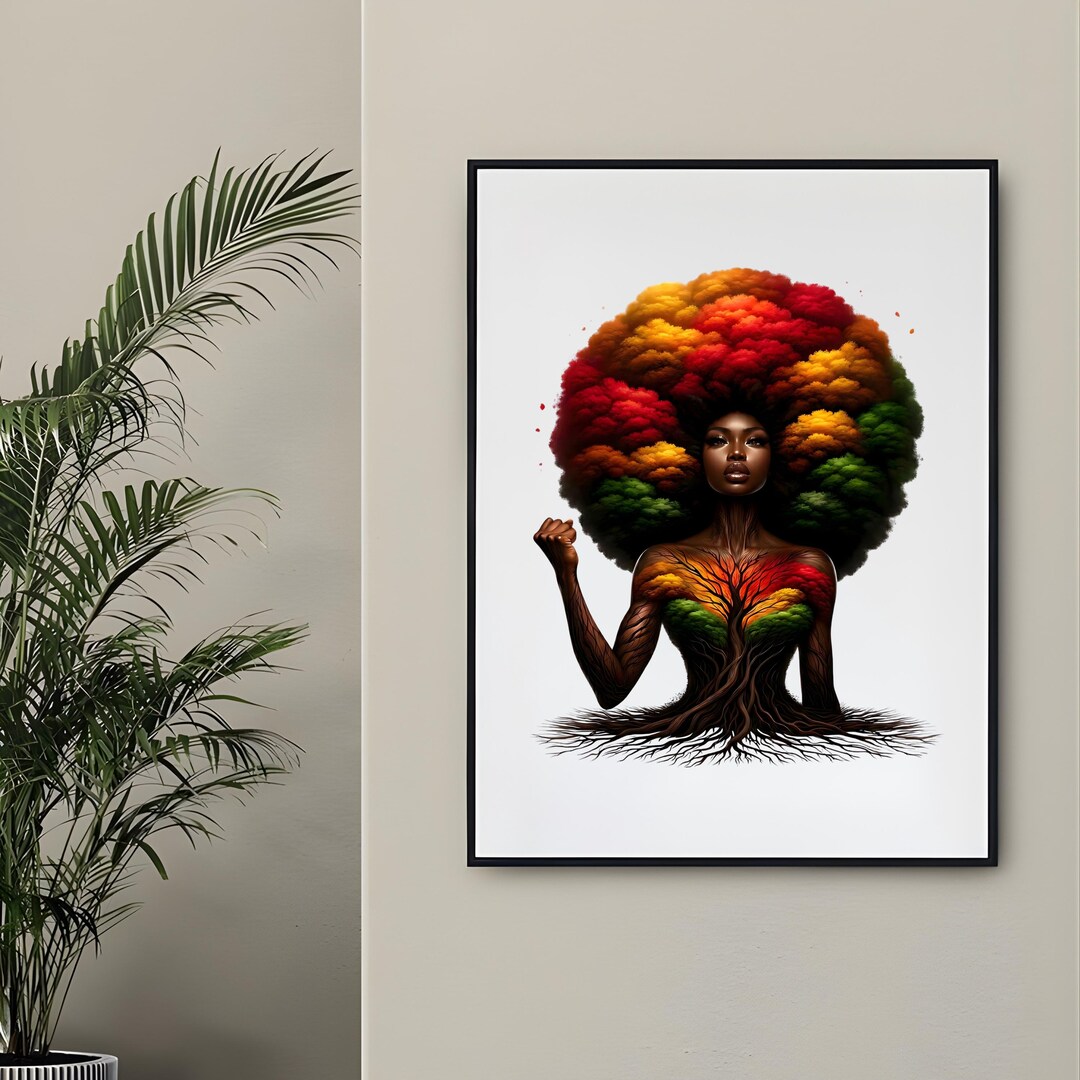 Afro Tree Woman PNG | Black Queen Clipart | Melanin Roots Art | African ...