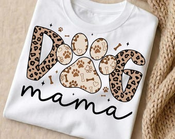 Dog Mama PNG Leopard Print | Dog Mom Sublimation Design | Mother’s Day Gift for Dog Lovers | 300 DPI Transparent | Instant Download
